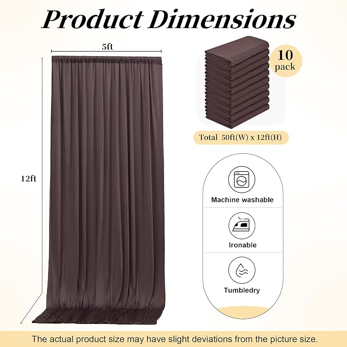 50ft x 12ft Brown Backdrop Curtains