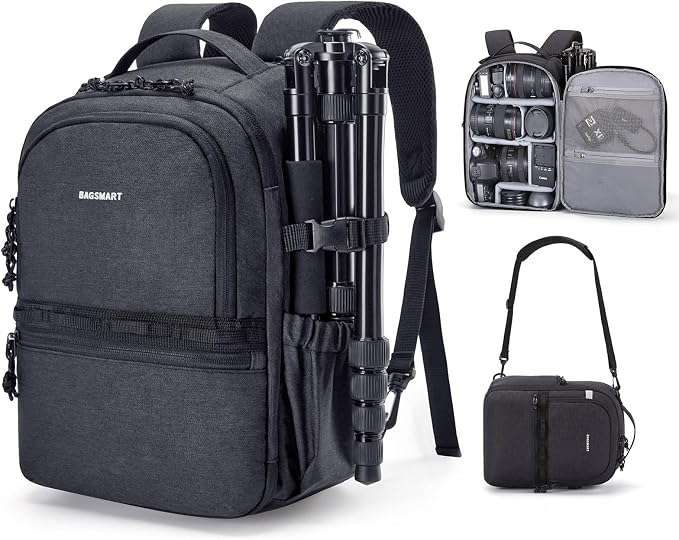 BAGSMART Camera Backpack, DSLR SLR Small Camera Bags