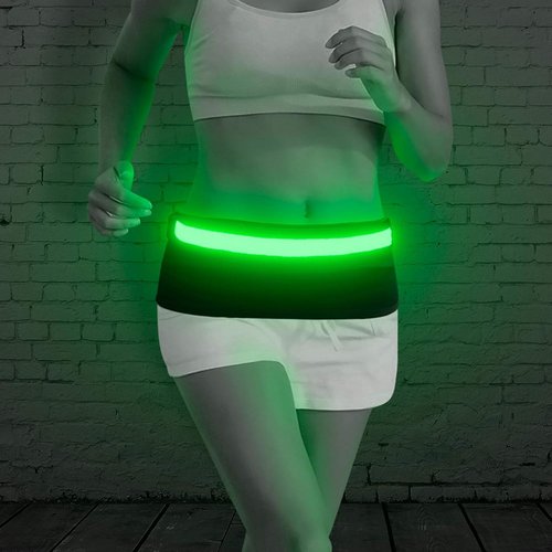 BSEEN LED Running Waist Belt - USB Rechargeable Reflective Safety Light for Runners & Cyclists