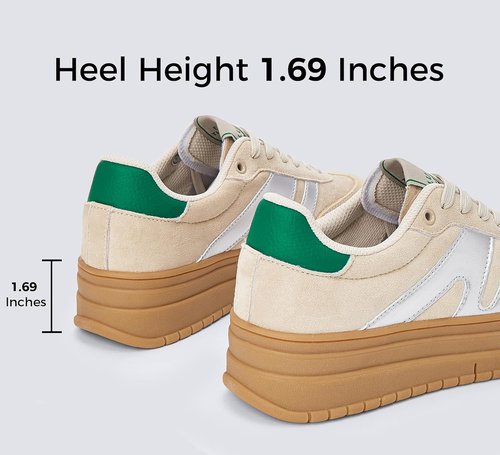 Lucky Step Women's Platform Sneakers - Retro Style with Thick Rubber Sole | Casual Low Top Walking Shoes