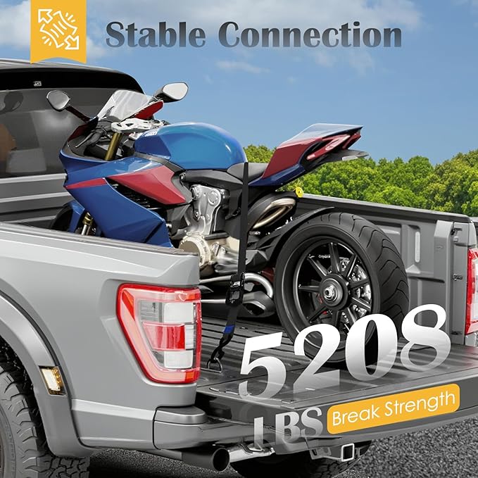 Ratchet Straps, 1.5 inch x 8.2 ft(4 Pack) Heavy Duty Tie Down Straps, Ratchet Tie Down Straps with Soft Loops-5,208 lbs (Black)
