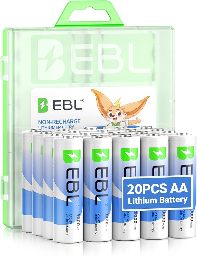 EBL Lithium AA Batteries 20 Pack, 3000mAh 1.5V Lithium Double A Batteries |