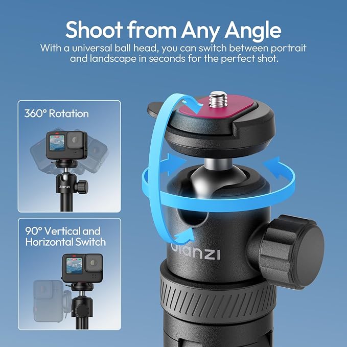 Upgrade 59" Tripod Stand w Auto-Open 4-Leg, ULANZI TT24 Vlogging Selfie Stick