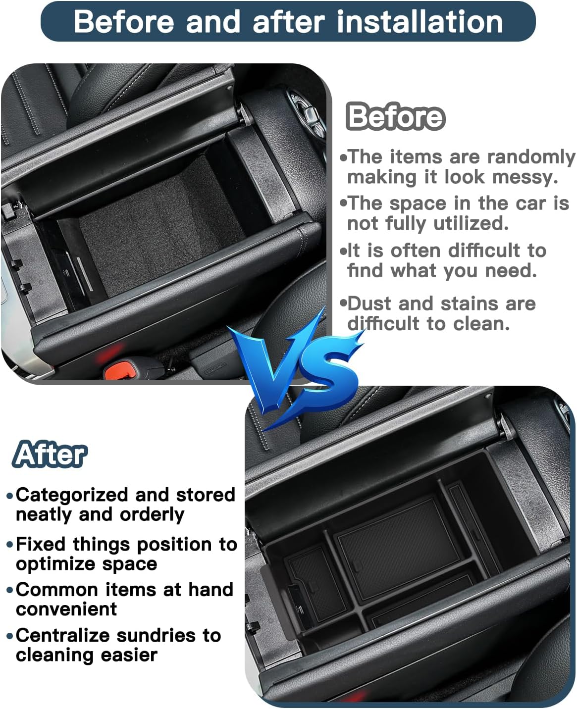 C300/C300 4MATIC/C300e/AMG C43 Center Console Organizer for C300 Mercedes Benz Accessories Armrest Console Tray Compatible with 2022 2023 2024 2025 2026 Mercedes C Class W206(Only for 2022-2026 C300)