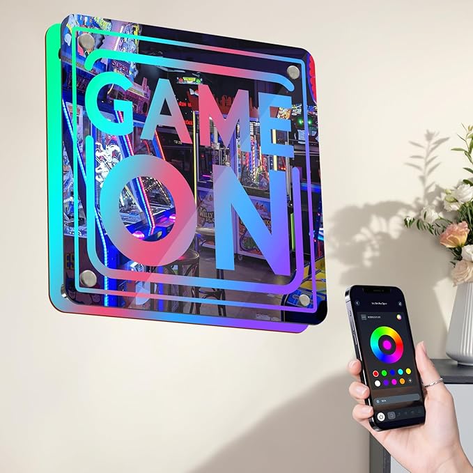 Game Neon Sign RGB Gaming LED Light DIY Color App Control Gamer Mirror Light Sign Gaming Wall Decor for Bedroom Studio Game Room in Christmas Party