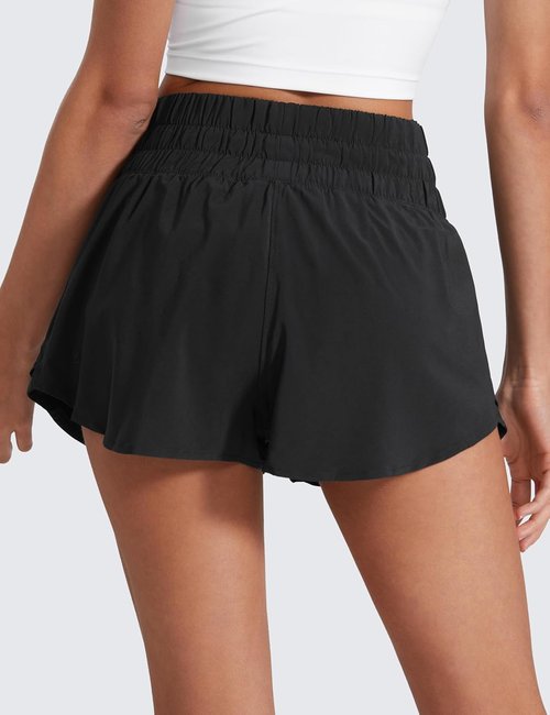 CRZ YOGA Athletic Shorts with Ruffle Skirt Overlay - High Waisted, Flowy Design for Workout & Tennis