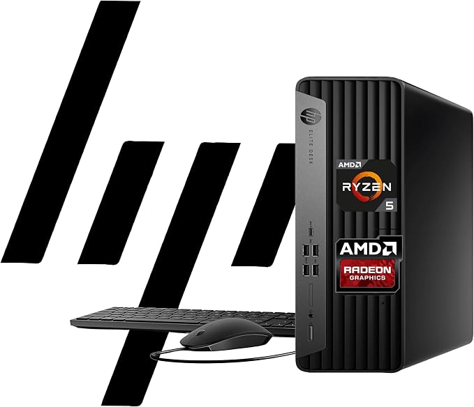 HP Elite 805 G9 SFF Business Desktop Computer, AMD Ryzen 5 8500G, 32GB DDR5, 1TB PCIeSSD, Radeon 740M Graphics, Dual 4K Display Support, USB-C, HDMI, RJ-45, Wi-Fi, Wired KB & Mouse, Win11 Pro