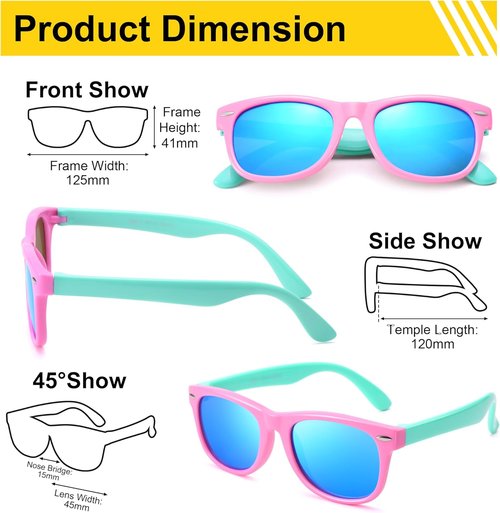 AZorb Kids Polarized Sunglasses - Flexible TPEE Rubber Frame | 100% UV Protection for Ages 3-8