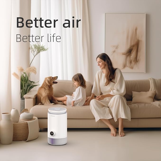 2 in 1 Air Purifier and Evaporative Humidifier Combo for Bedroom, H13 True HEPA Filter, Cool Mist-Free Air Humidifier evaporative WIFI Connect