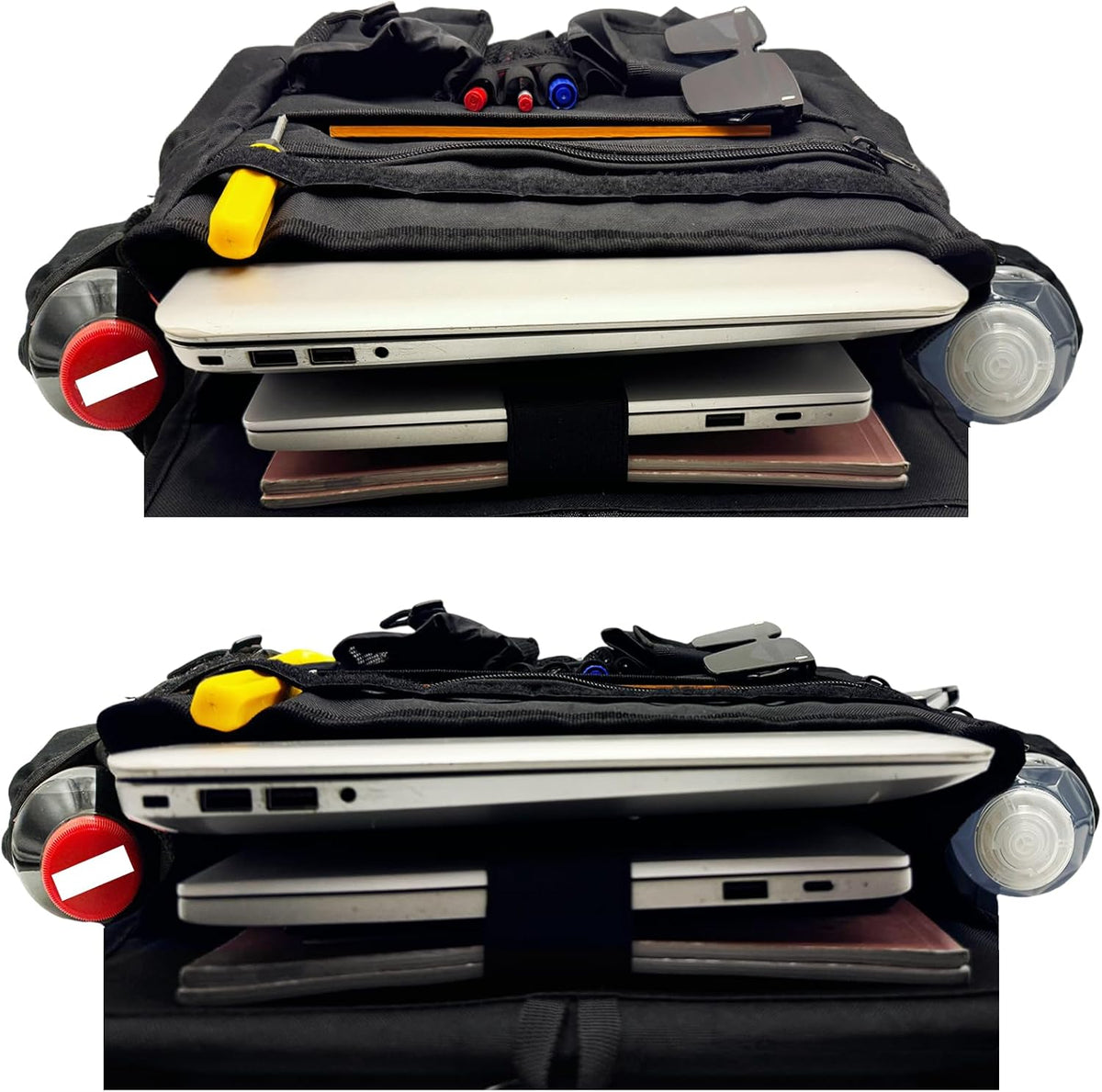Front & Seat back organizer with 15.6 IN laptop storage stabilizers
