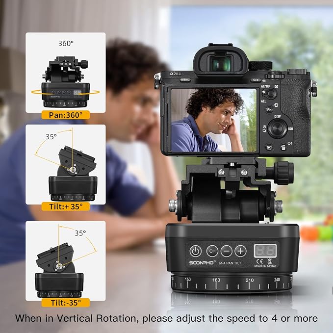 Soonpho M4 Motorized Rotating Panoramic Tripod Head, Remote Control Pan Tilt