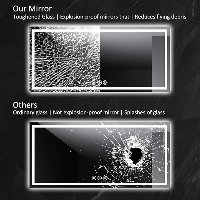 LED Bathroom Mirror 28x60 Inch Anti-Fog Bathroom Mirror with Lights, Wall Mounted Lighted Vanity Mirrors, Dimmable, Backlit + Front Lit, Smart Bathroom Vanity Mirror with 3 Colors Temperature
