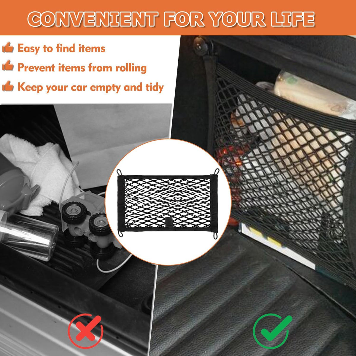 21.7 x 9.8 inch Universal Elastic Cargo Net Pocket,2 Pack