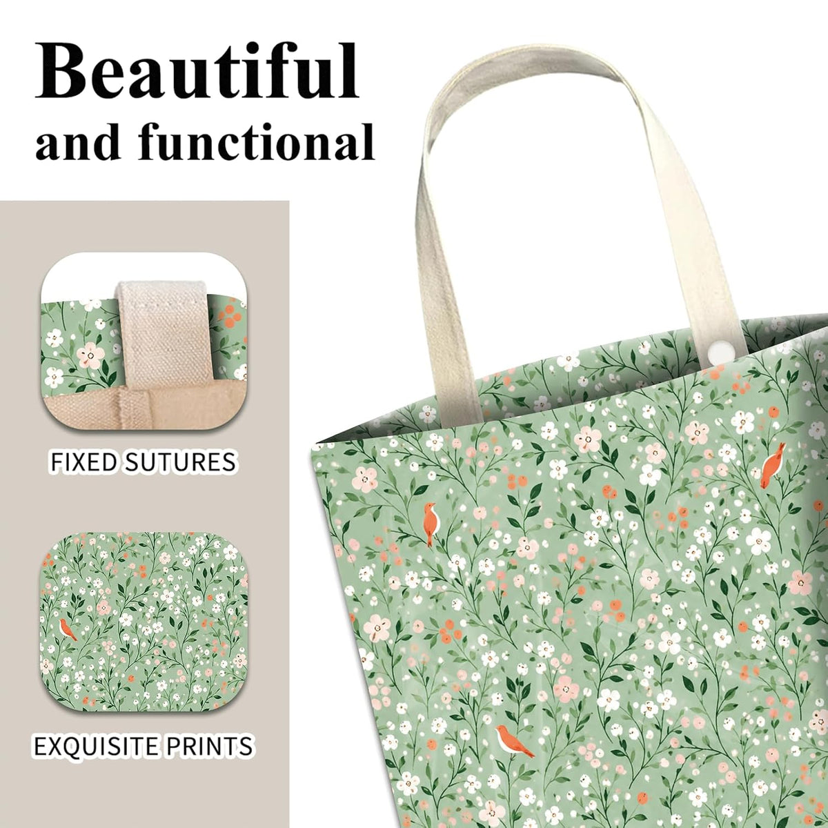 Car Trash Can, Cute Car Trash Bag, Hanging Car Organizer and Storage Bag, Trash Bin for Car Accessories, Vehicle, Travelling, Camping Cute Green Floral