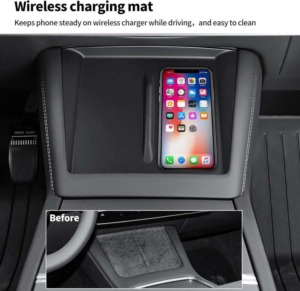 9Pcs Set Center Console Organizer Tray for Tesla Model Y Juniper 2025 2026, Under Seat Storage Box with Lid, Black, 2-Piece Set