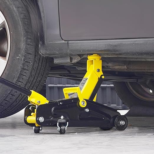 VEVOR Low Profile Floor Jack 2 Ton (4400 lbs), Heavy Duty Iron Hydraulic Racing Floor Jack, Hydraulic Car Jack, Single Piston Quick Lift Pump, 4.9"-13.2" Height Lifting Range (Yellow)
