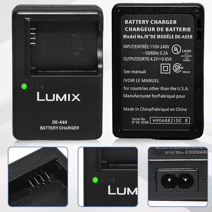DE-A65 Camera Battery Charger for Panasonic： LUMIX DE-A65A DE-A65B DE-A65BA