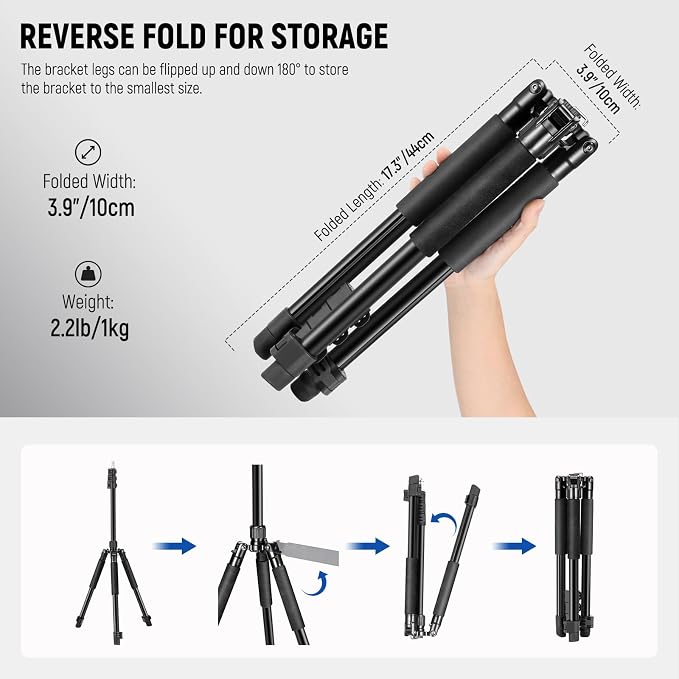 NEEWER Photography Light Stand, 1.5-6.4ft/47-195cm Aluminum Reversible Studio