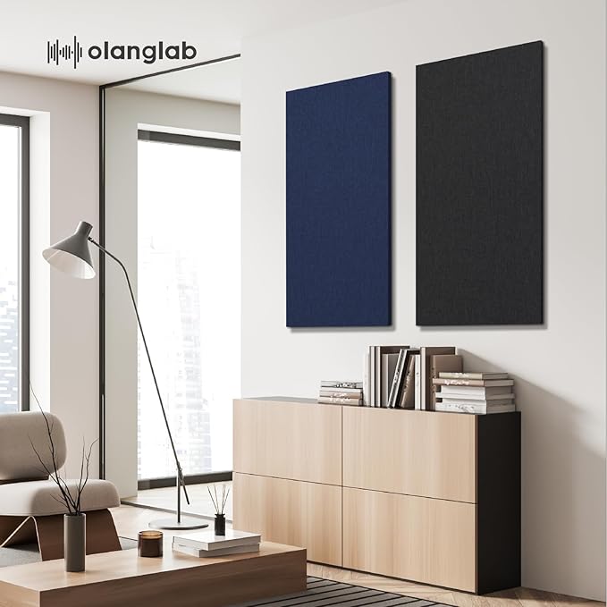 Olanglab Acoustic Panels 2 Pack, 48''x24'' Large Sound Panels, Fabric Wrapped Sound Proof Foam Panels for Walls, Sound Absorbing Panels for Recording Studio Acoustical Treatments (Navy)