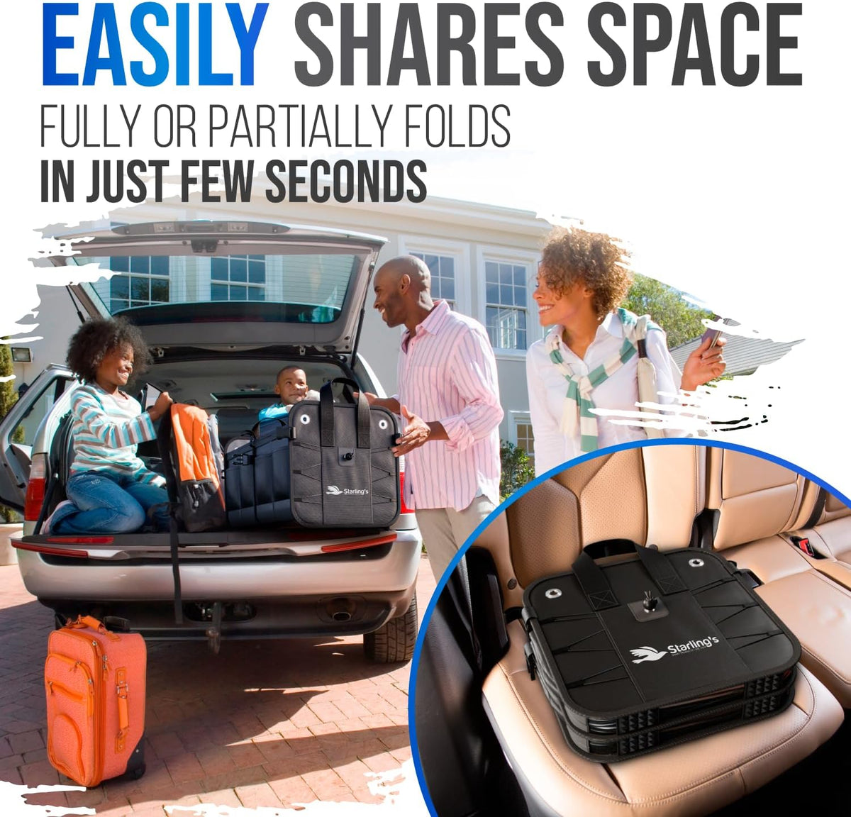 Car Trunk Organizer – Large Collapsible Storage Box with Adjustable Compartments – Heavy-Duty Cargo Organizer for SUV, Truck & Car – Non-Slip Waterproof Trunk Storage Bin for Groceries & Tools