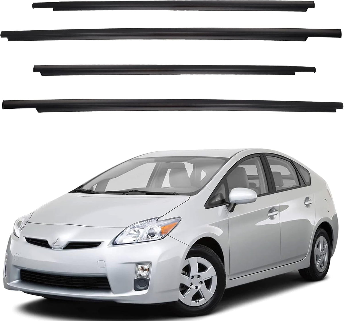 Dasbecan Weatherstrip Window Seal Car Window Moulding Trim 4pcs Compatible with Toyota Prius 2010-2015 Replaces# 75720-47021 75710-47021 75740-47021 75730-47021