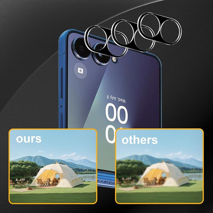 3 Pack Camera Lens Protector for Samsung Galaxy Z Flip 7, Tempered Glass