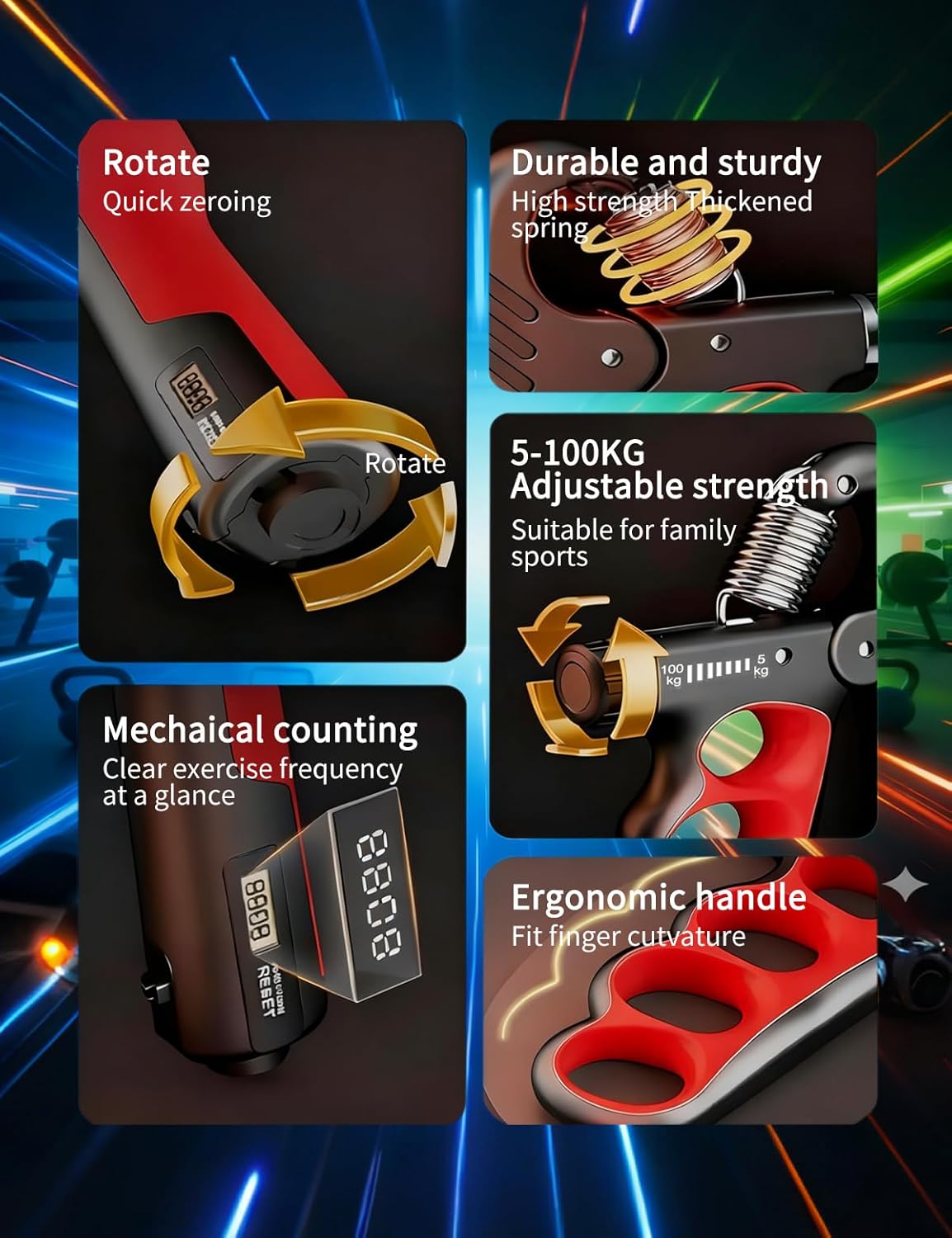 ProGrip Strength Trainer - Auto-Count Hand Strengthener Kit | Adjustable 11-220 LBS for Home Gym & Recovery