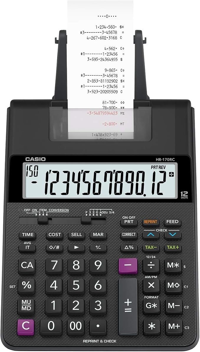 Casio HR-170RC Plus – Mini Desktop Printing Calculator | Check & Correct