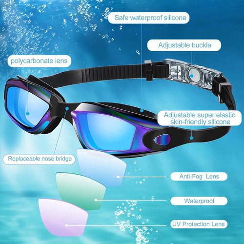 Flutesan Swim Goggles - 6 Pack Anti-Fog Adult Swimming Glasses with Ear Plugs & Nose Clip | Leak-Proof Design