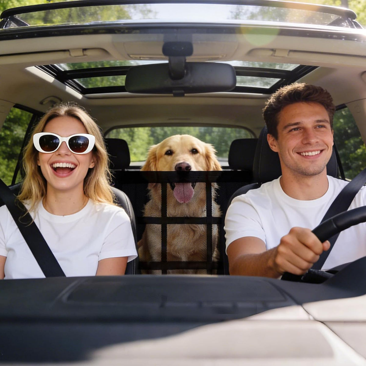 Dog Car Barrier,9-Grid Reinforced,Easy-Install Car Net for Dogs | Dog car net barrier, double mesh & zipper storage, dog barrier for suv sedans trucks, dog net for car ensures driving safety.