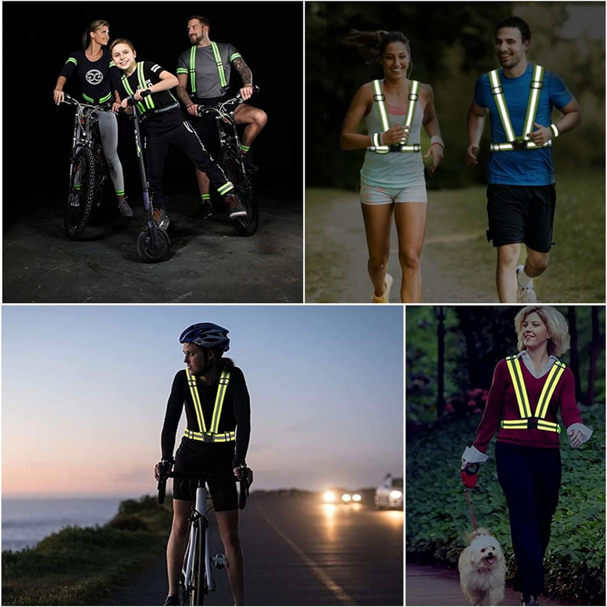 Reflective Running Gear - High Visibility Reflective Vest, Armband & Belt Set for Night Safety | Unisex