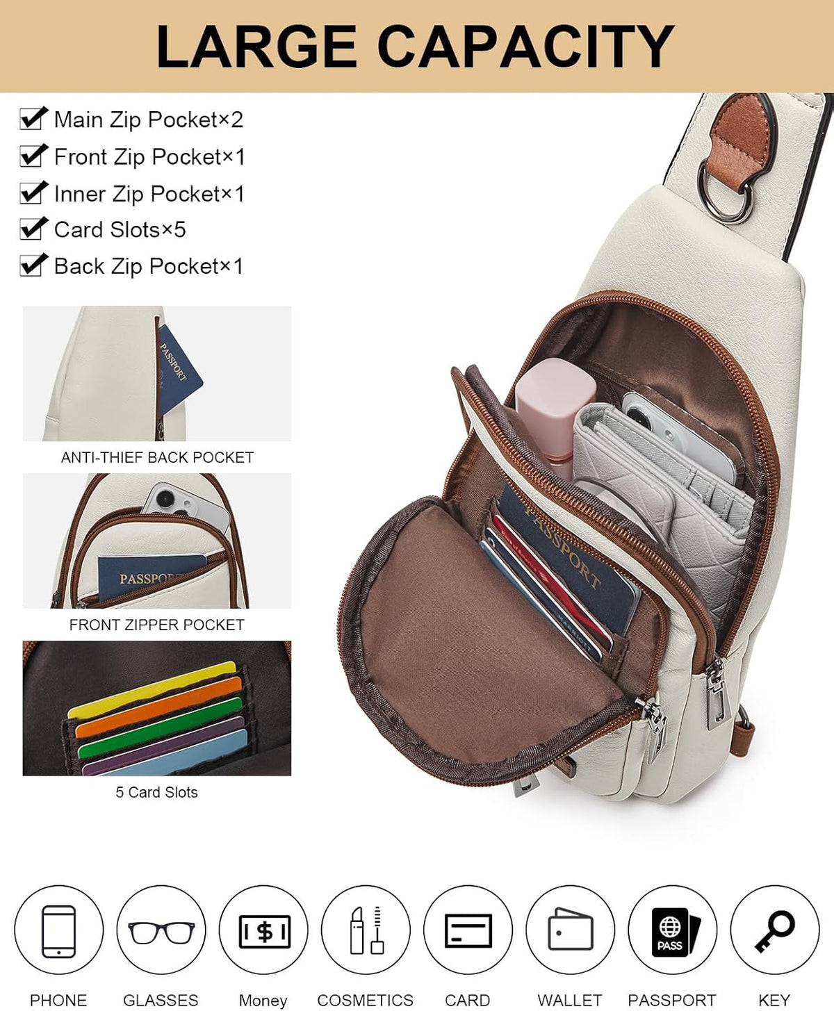 Skiennix 7L Sling Bag - Stylish Crossbody Bag for Women | Versatile Fanny Pack & Travel Handbag