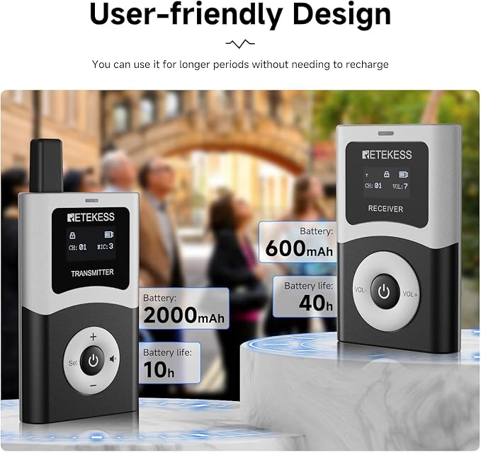 Retekess T130U Audio Tour Guide System, U-Band Digital Mode, 60-Slot Charge Case