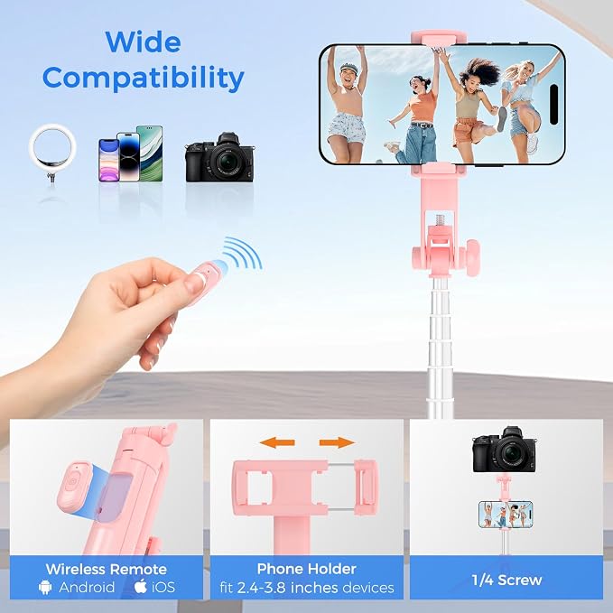 Selfie Stick Travel Tripod for Cell Phone