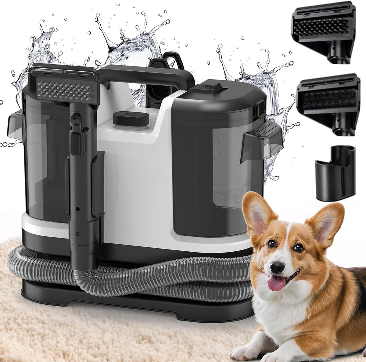 Portable Carpet & Upholstery Cleaner, Deep Cleaning for Rugs, Couch, Car Interiors Stains, Pet & Family Friendly, 120V