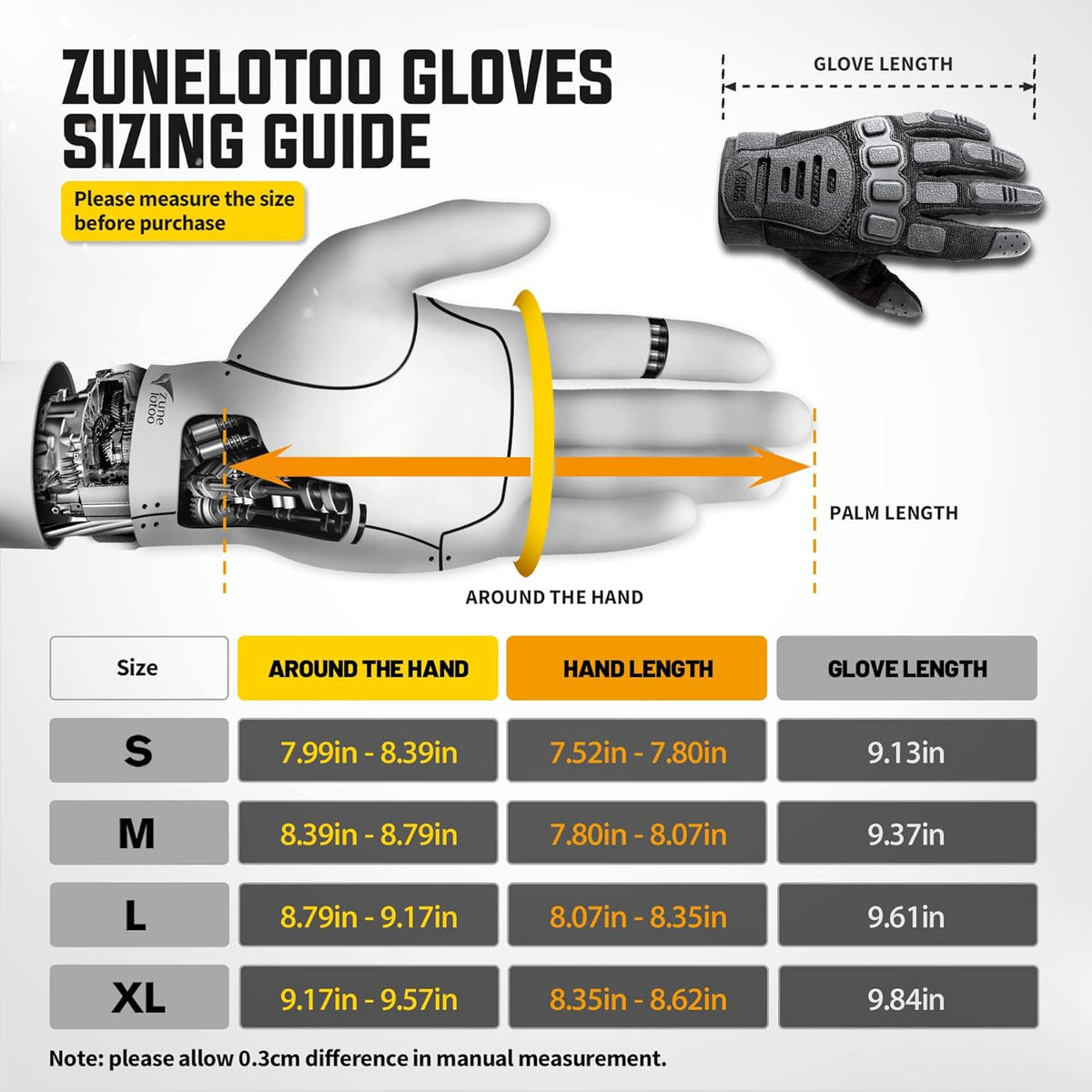 ZUNE LOTOO Tactical Touchscreen Gloves - TPR Finger Impact Protection & Padded Palm for Men | Ideal for Motorcycle, Airsoft, Paintball, Work