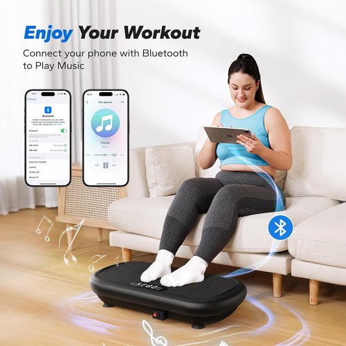 MERACH Vibration Plate Exercise Machine - 440 Lbs Capacity, Bluetooth & Silicone Pedal for Weight Loss & Lymphatic Drainage