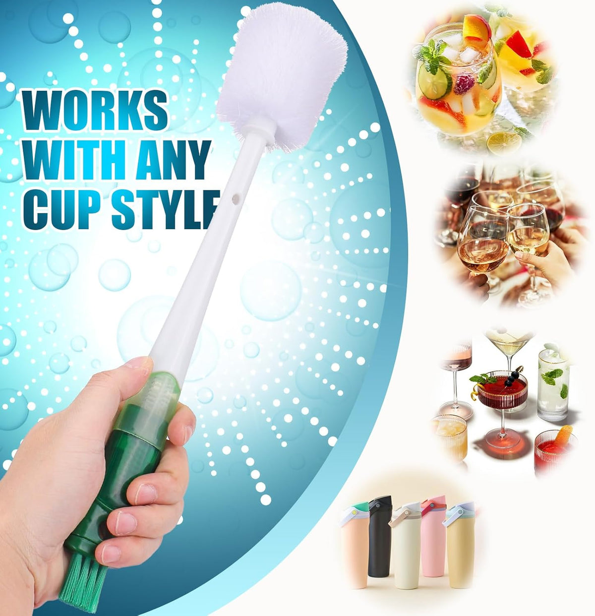 Owala 5-in-1 Straw Cleaner Brush - Multifunctional Water Bottle Cleaning Kit for 24oz/32oz/40oz | Blue
