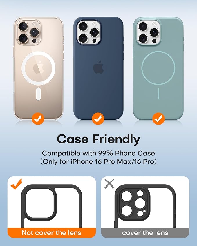 TAURI 2 Pack for iPhone 16 Pro Max/16 Pro Camera Lens Protector, Full Coverage