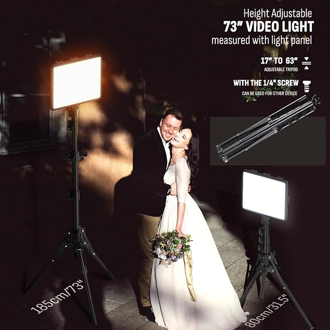 2-Pack LED Photography Lighting Kit, Arsoer 15W Bi-Color Video Light Kit