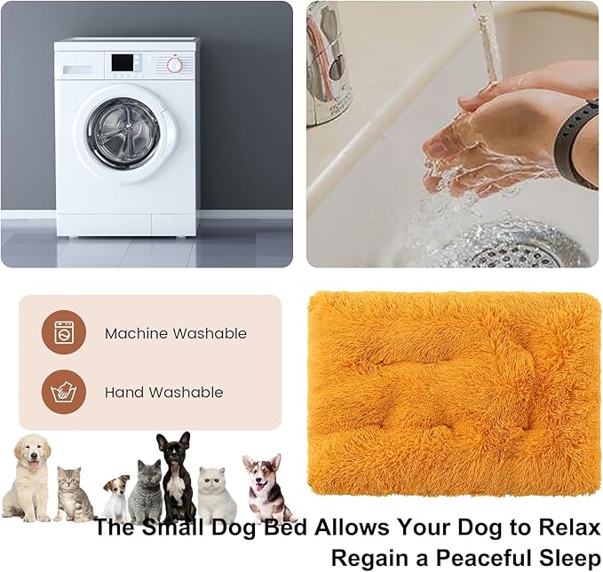 Dog Crate Mat, Dog Bed for Large Dogs, Comfy Fluffy Kennel Pad Anti-Slip for Dog beds & Furniture, Quilted Dog Bed for Pets for Medium/Small Dogs Cats (Color : Yellow, Size : 25x18)