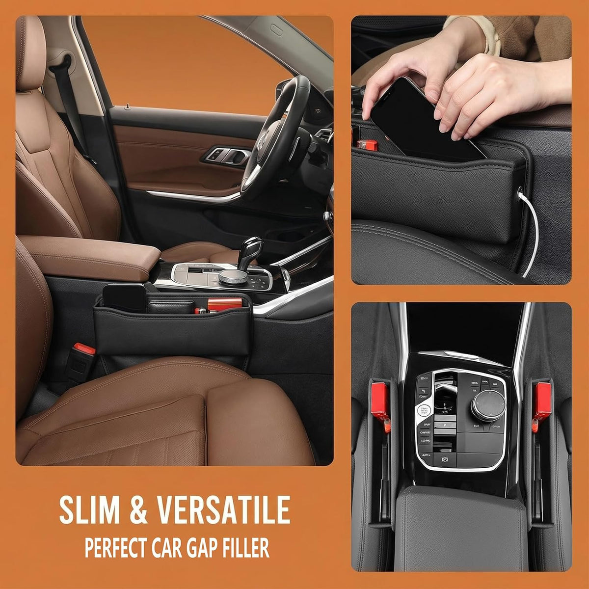 2 PCS Car Seat Gap Filler Organizer, Car Center Console Organizer