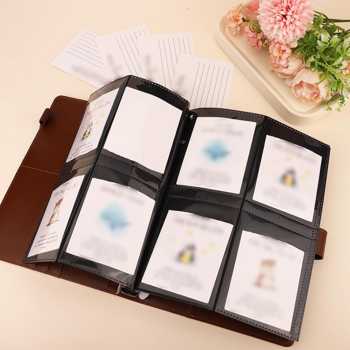 Skiennix 50pcs Trading Card Binder Pages - Double-Sided 4 Pocket Sleeves for Sports Collectibles