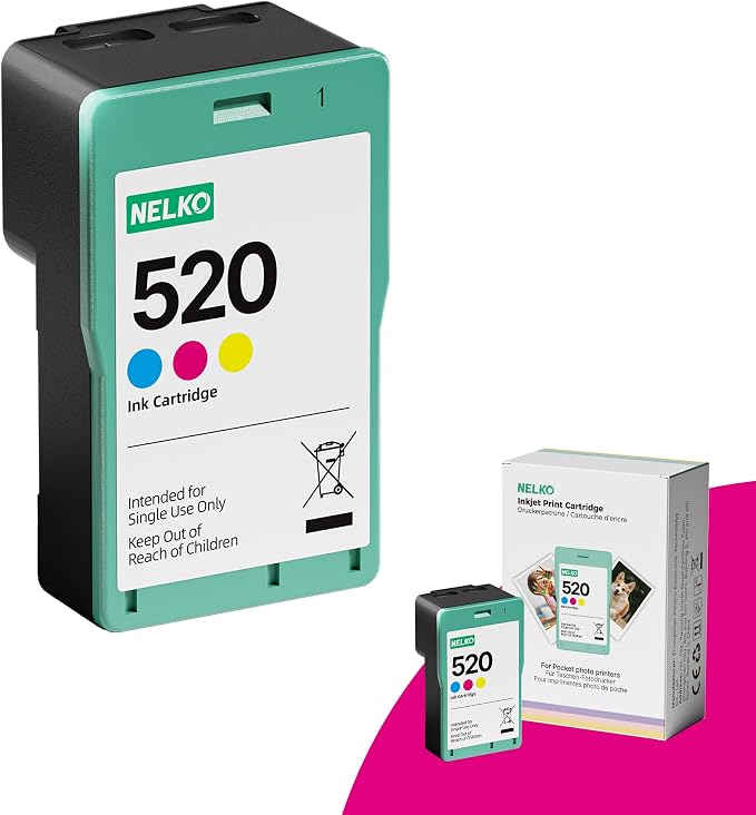 Nelko 520 Genuine Color Ink Cartridges, 2.0 High-Yield Ink Cartridge Compatible