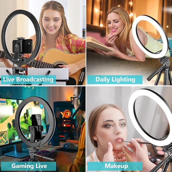 Sensyne 12'' Ring Light with 50'' Extendable Tripod Stand, LED Circle Lights