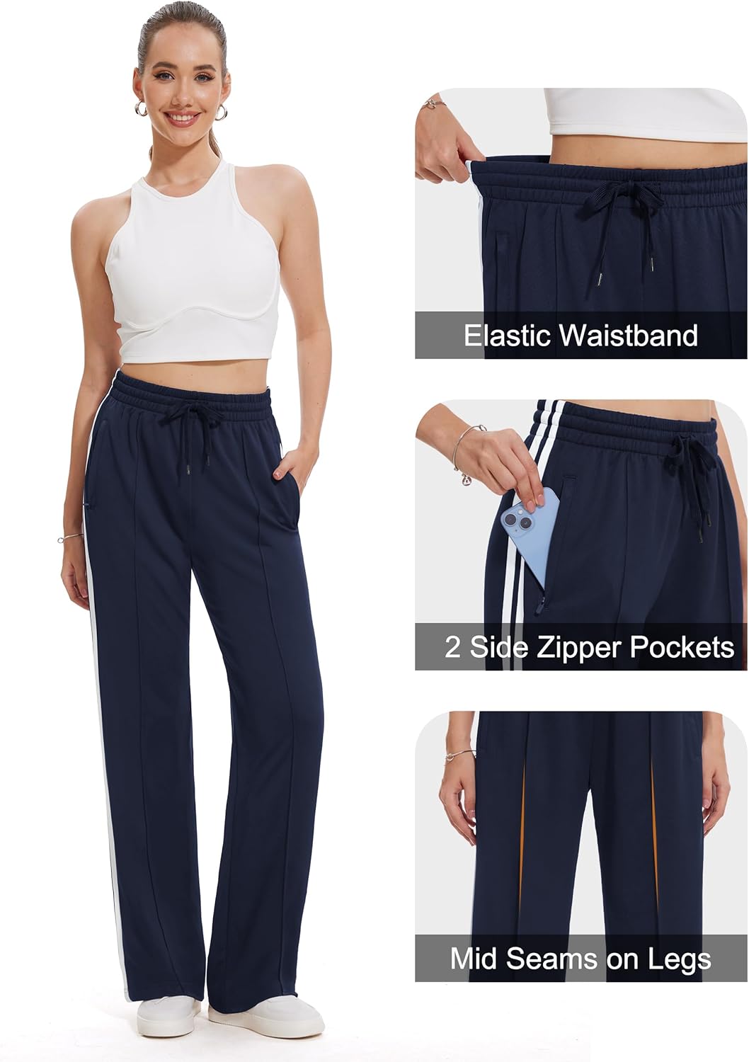 Tapata Women's Track Pants - Loose Straight Leg Athletic Jogging Sweatpants | Warm-Up Comfort, Multiple Inseams