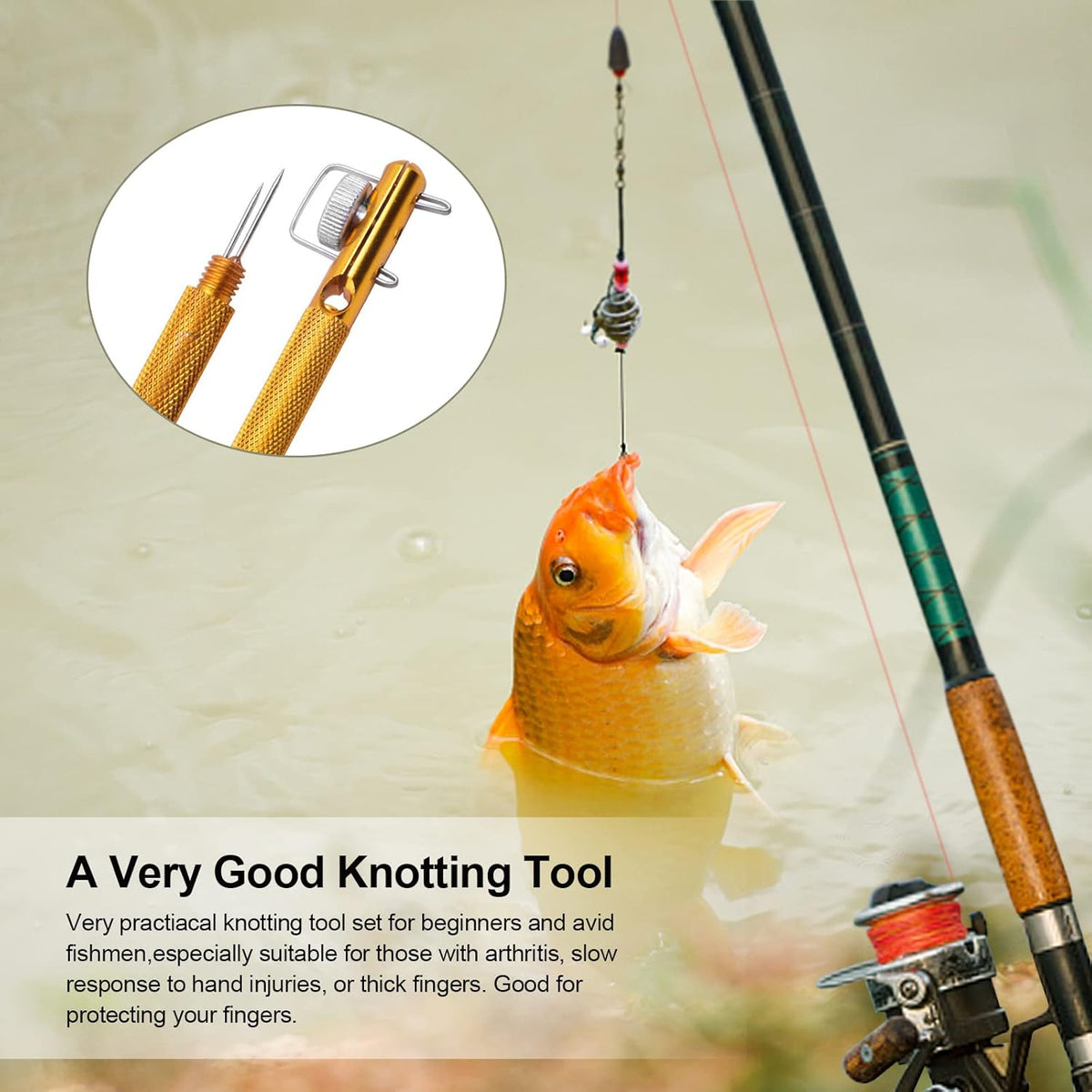 Realure Fishing Knot Tying Tool Kit - 6 Pcs Quick Knot Tying Tools with Disgorgers | Portable for Fly & Sea Fishing