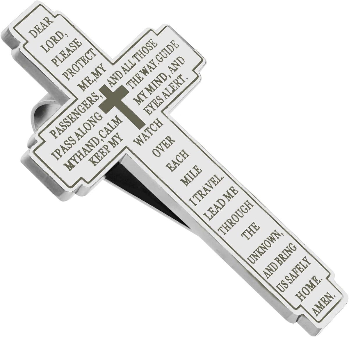 2 Pack Drive Safe Visor Clip for Car, Christian Cross Car Accessory, Religious Cross Visor Ornament for Drivers, Spiritual Car Charm Gift Idea, Silver