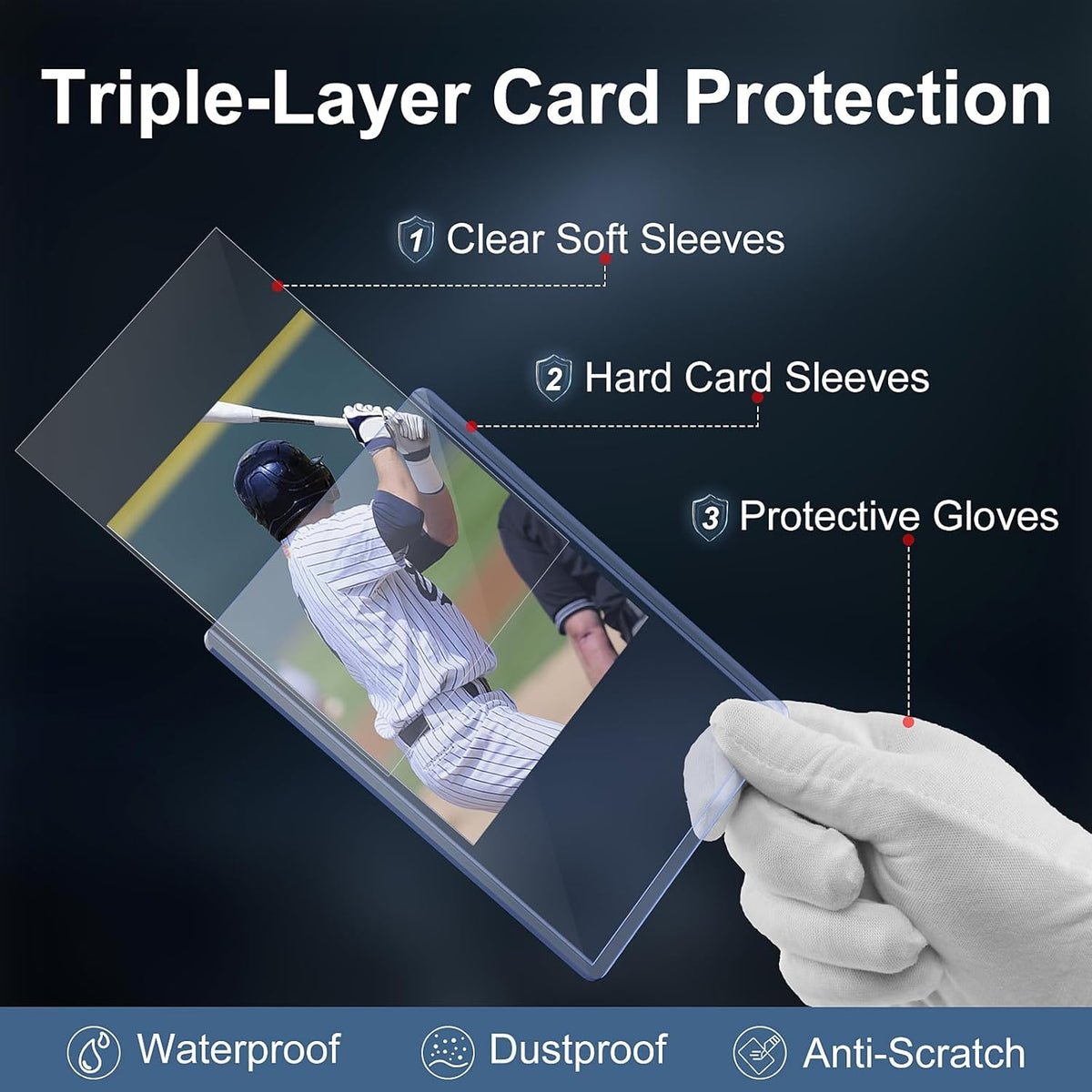 Skiennix 400 Card Sleeves & Top Loaders - Premium Hard Plastic Protectors for Sports & Game Cards (200 Top Loaders + 200 Sleeves)