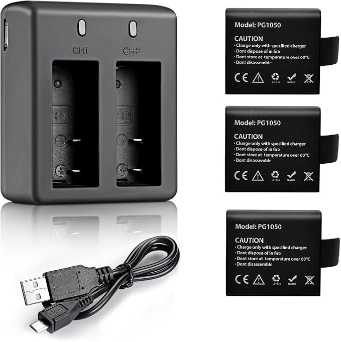 3 x 1050mAh Rechargeable Action Camera Battery
